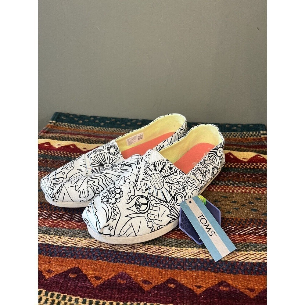 Toms Alparagata Graphic Slip On Flats Casual Comfort NEW Size 10